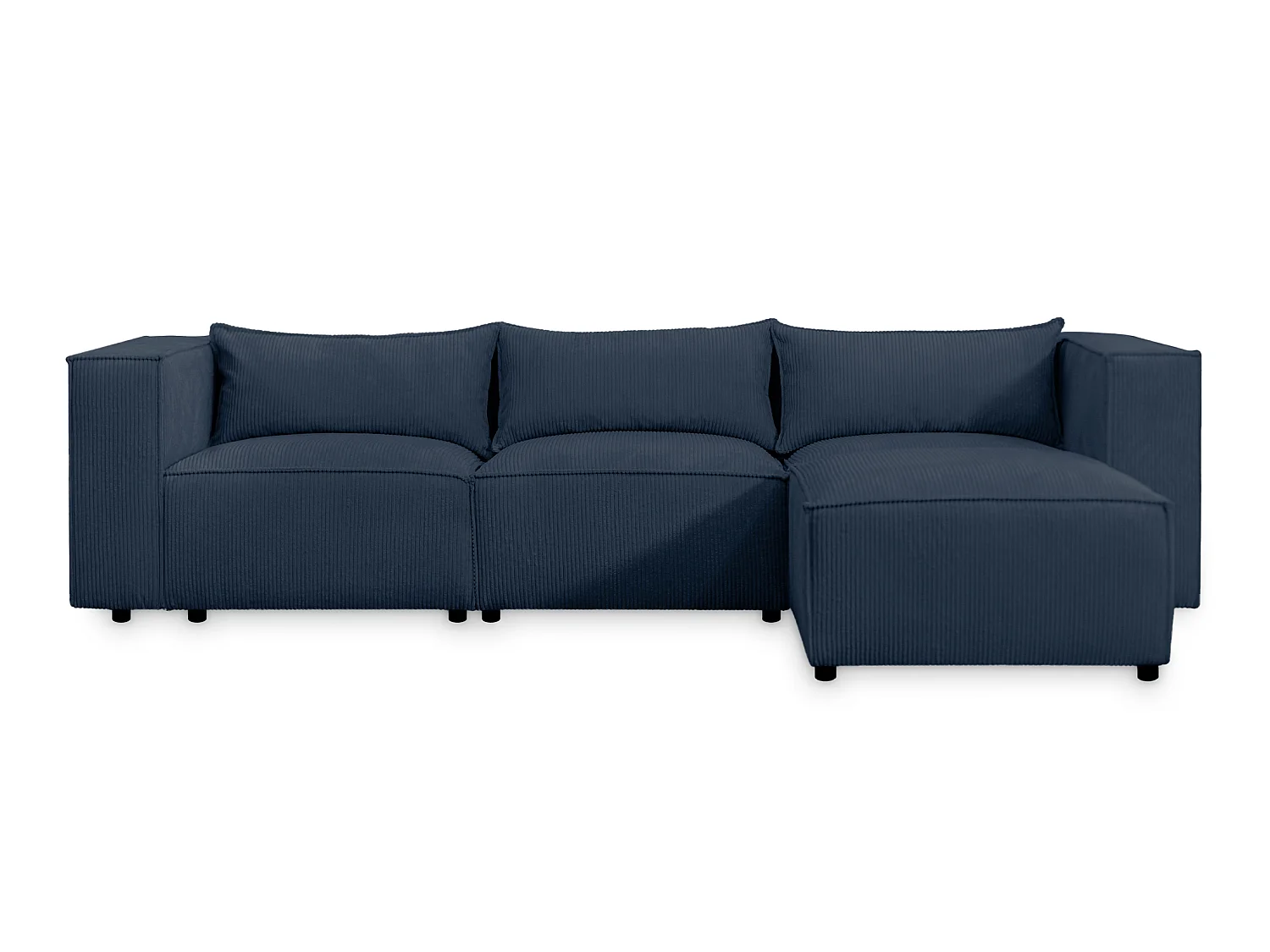Canapé d'angle modulable en velours côtelé bleu 290 cm - MODULO