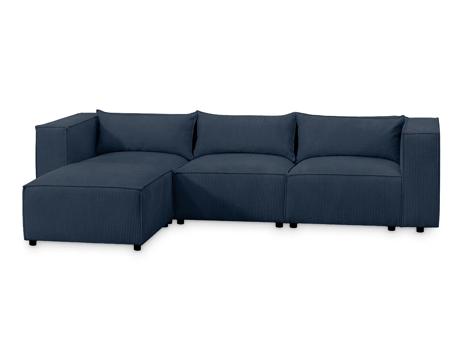 Canapé d'angle modulable en velours côtelé bleu 290 cm - MODULO