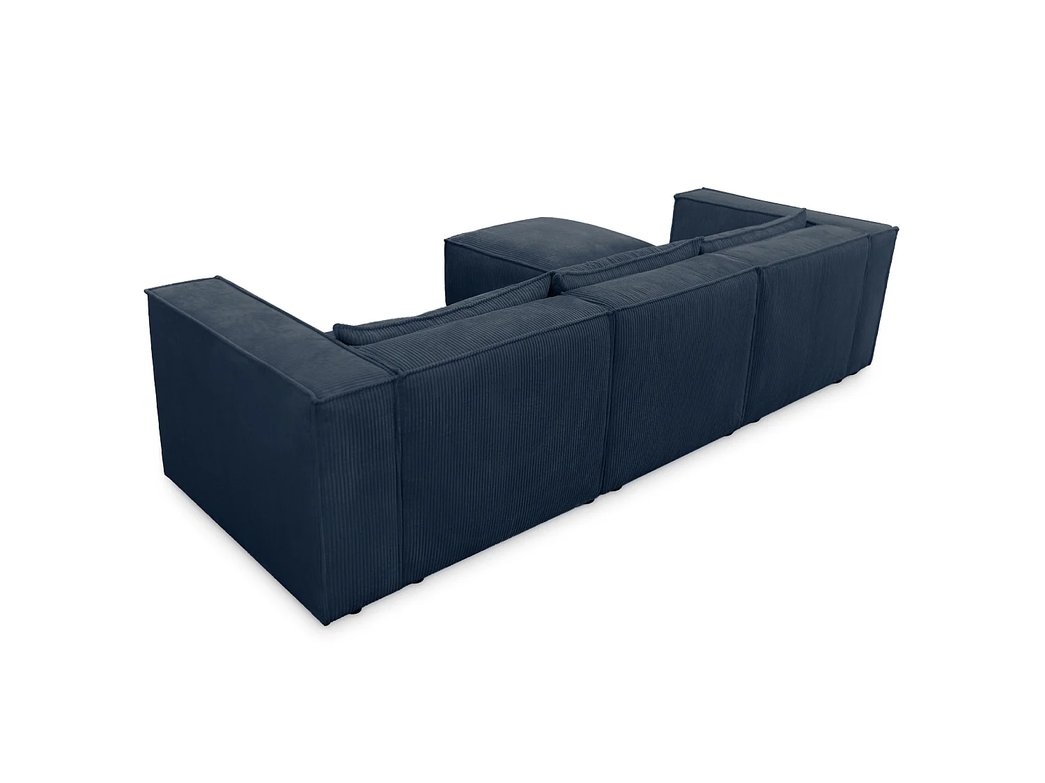 Canapé d'angle modulable en velours côtelé bleu 290 cm - MODULO