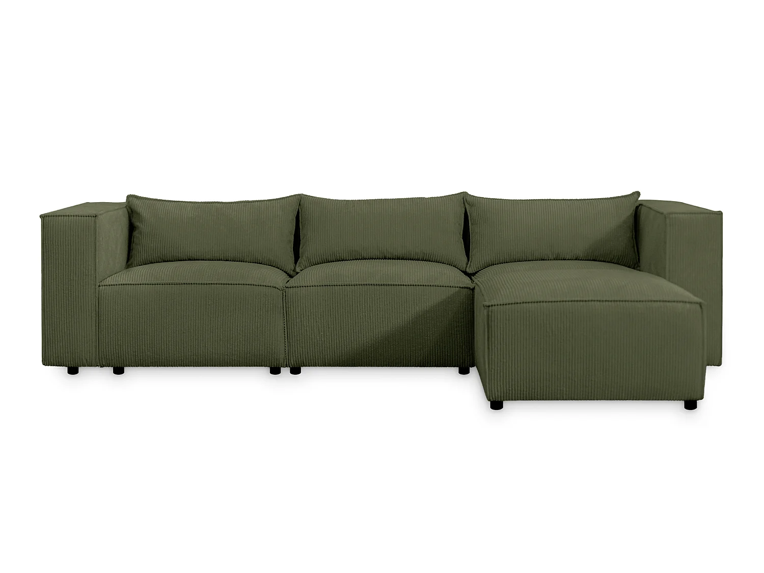 Canapé d'angle modulable en velours côtelé vert 290 cm - MODULO