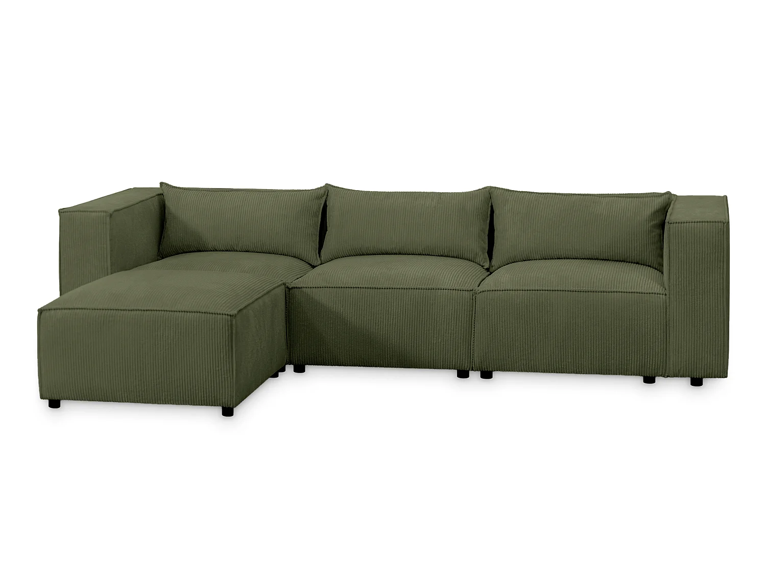 Canapé d'angle modulable en velours côtelé vert 290 cm - MODULO