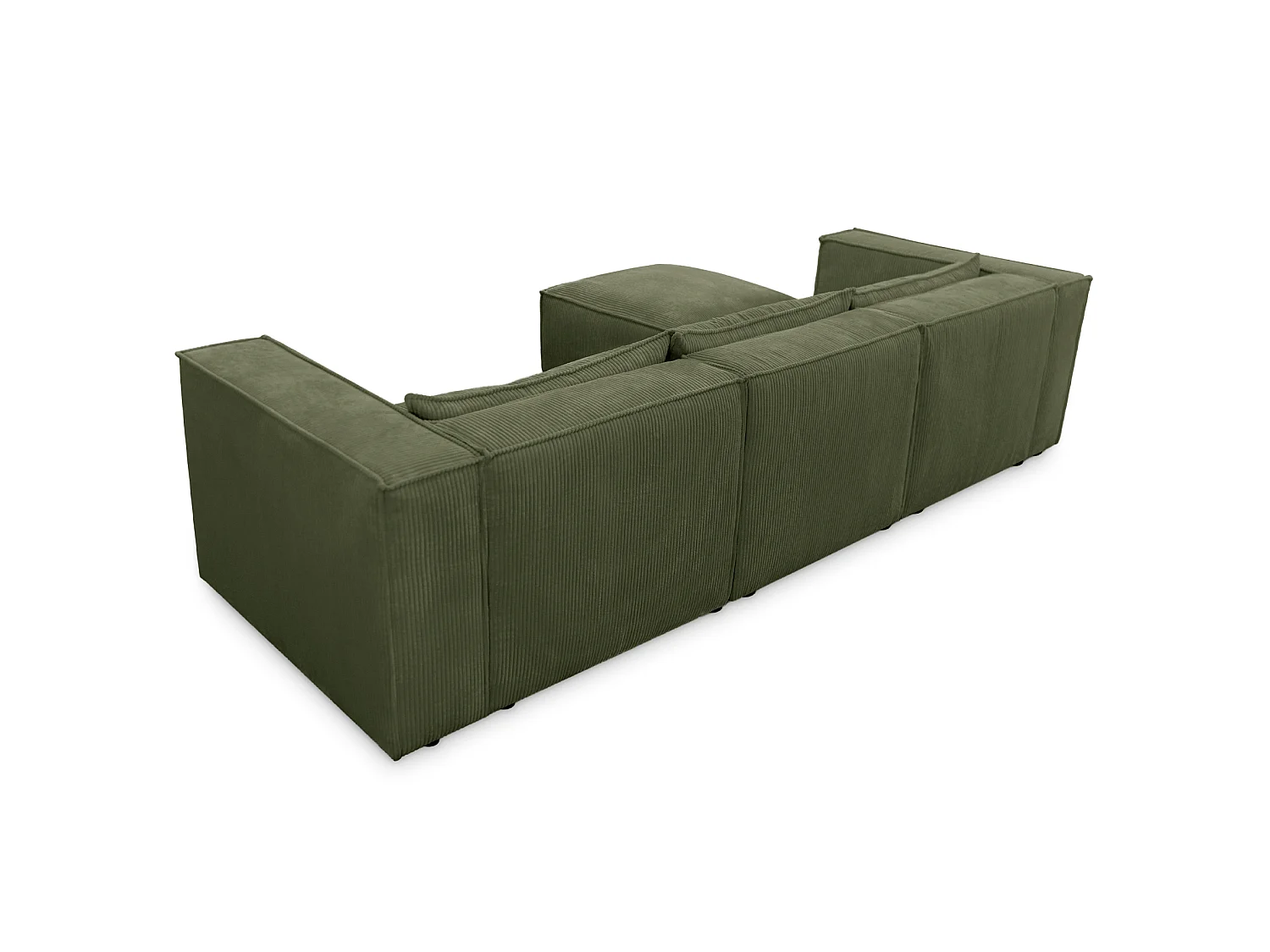 Canapé d'angle modulable en velours côtelé vert 290 cm - MODULO