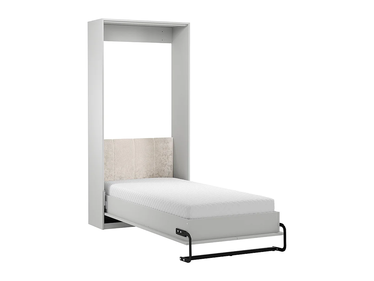 Lit escamotable 90x200 sommier et tête de lit inclus Fergus Blanc
