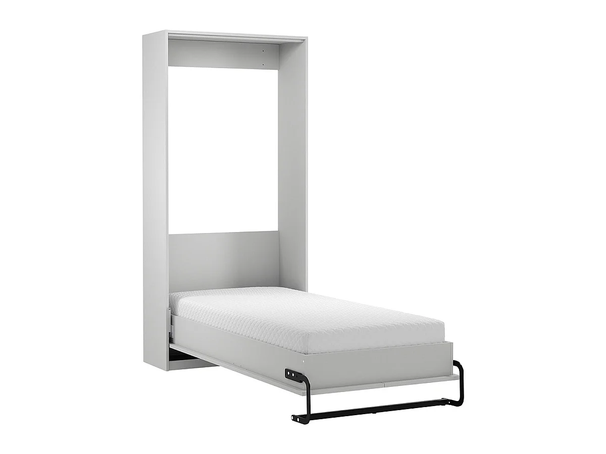 Lit escamotable 90x200 vertical sommier et tête de lit inclus Fergus Blanc