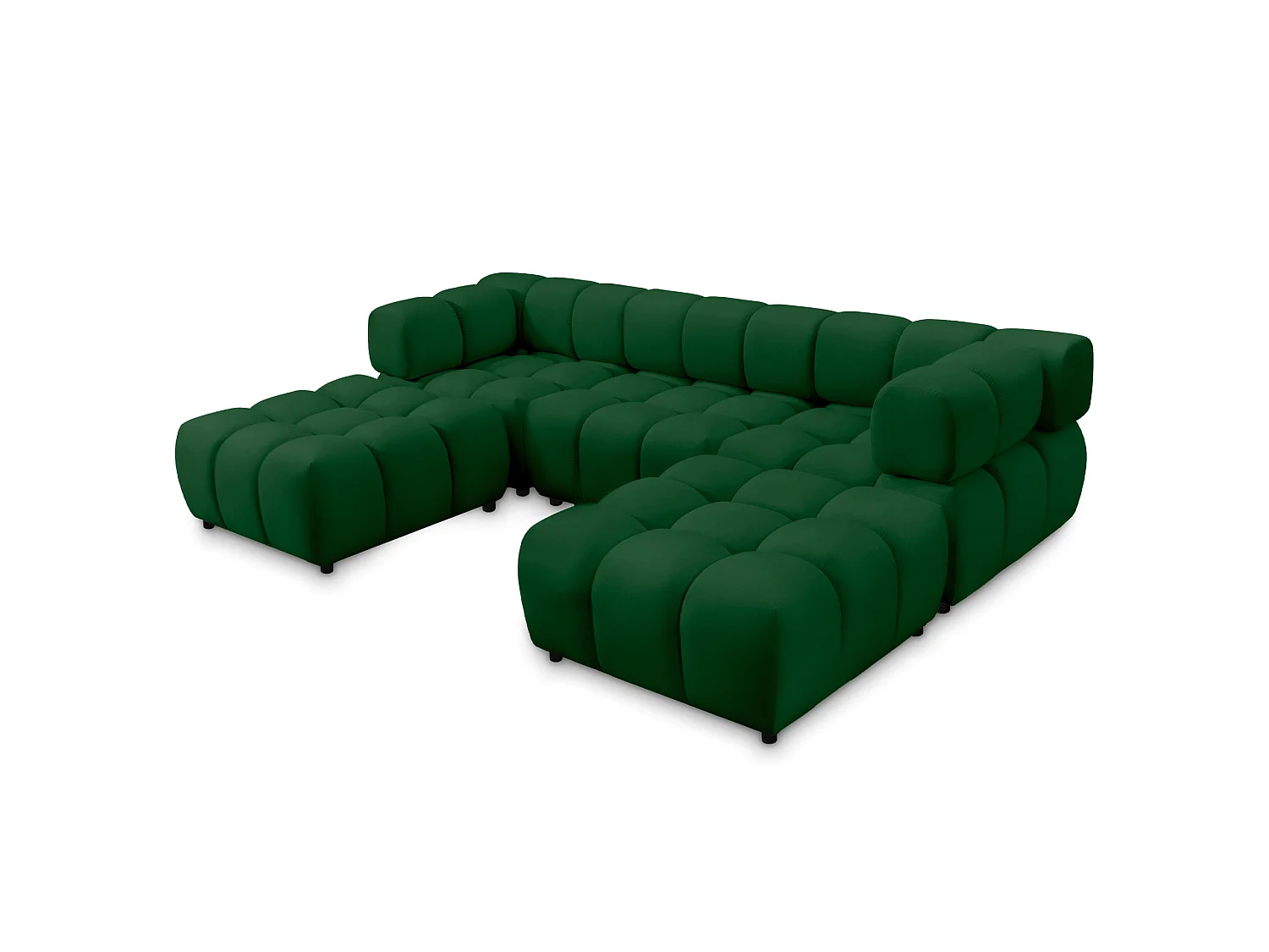 Canapé panoramique capitonné en velours vert 288 cm - TONDO