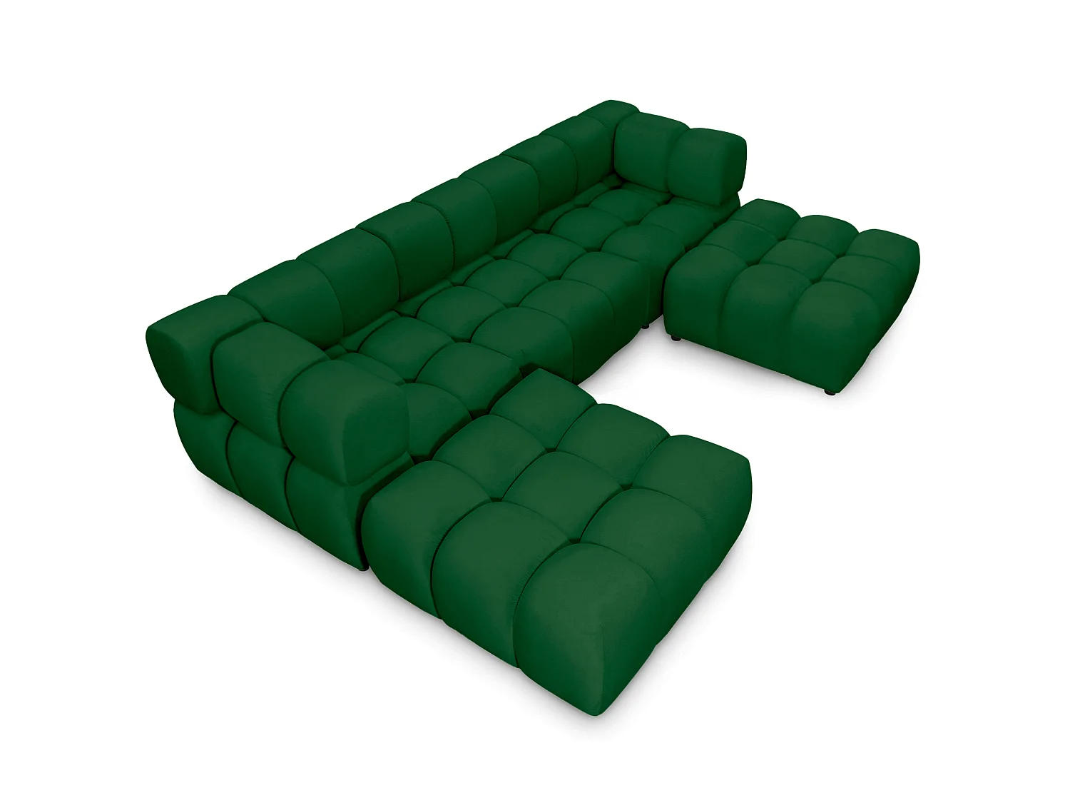 Canapé panoramique capitonné en velours vert 288 cm - TONDO