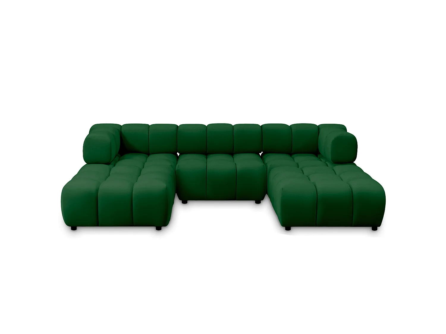 Canapé panoramique capitonné en velours vert 288 cm - TONDO