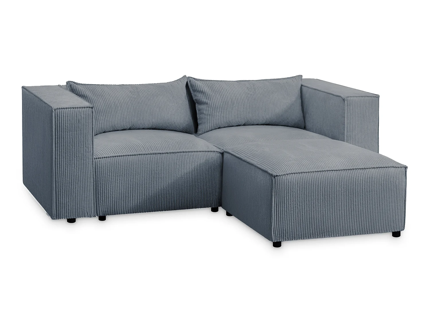 Canapé d'angle modulable en velours côtelé gris-bleu 210 cm - MODULO