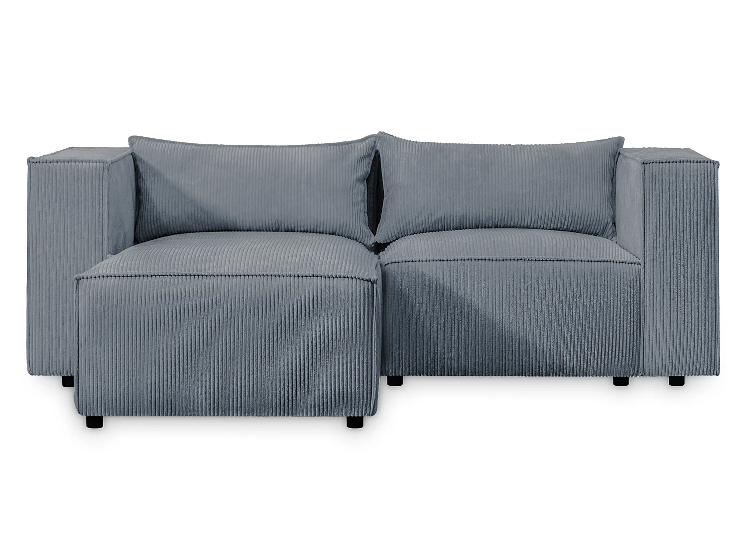 Canapé d'angle modulable en velours côtelé gris-bleu 210 cm - MODULO