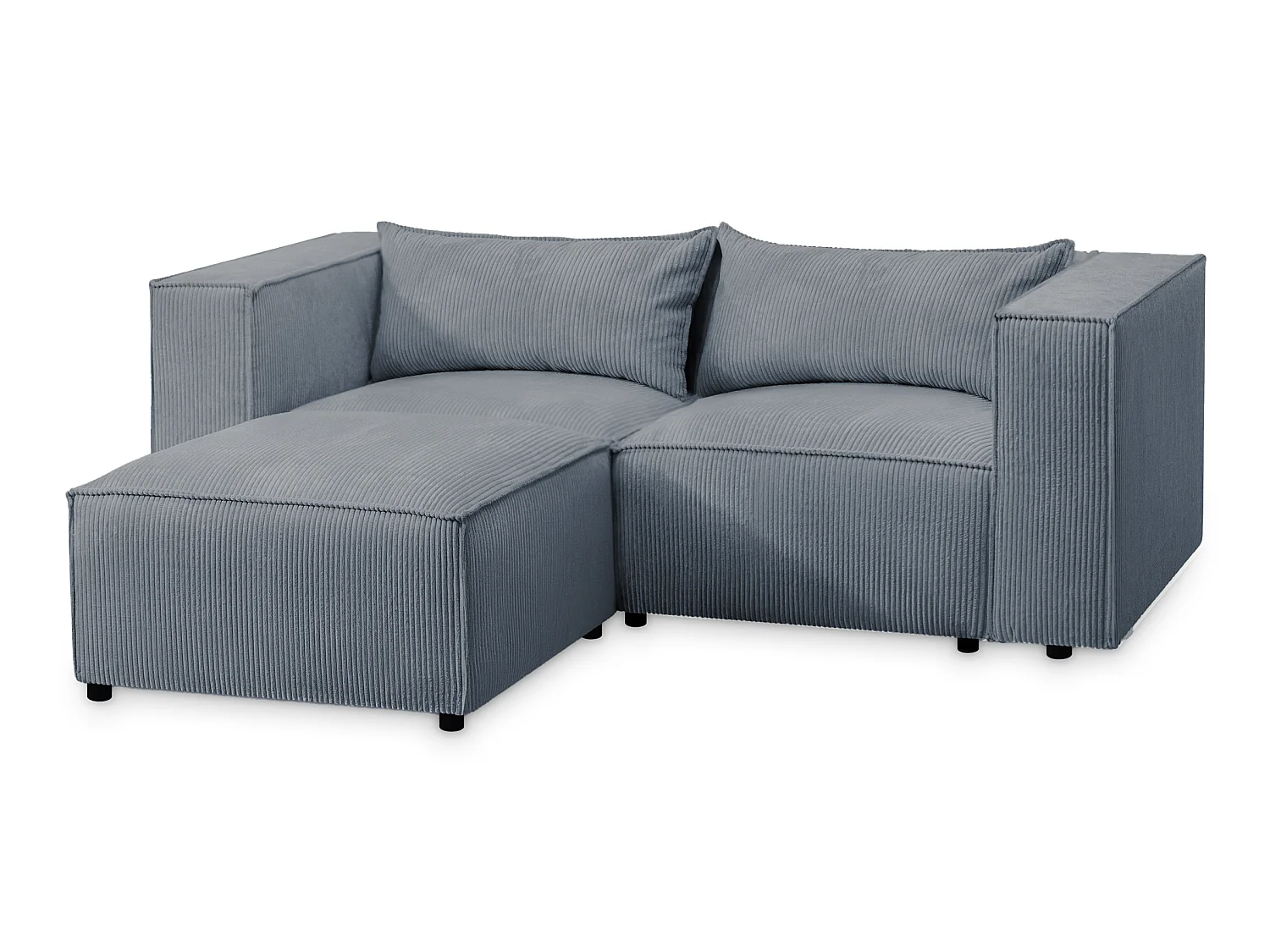 Canapé d'angle modulable en velours côtelé gris-bleu 210 cm - MODULO