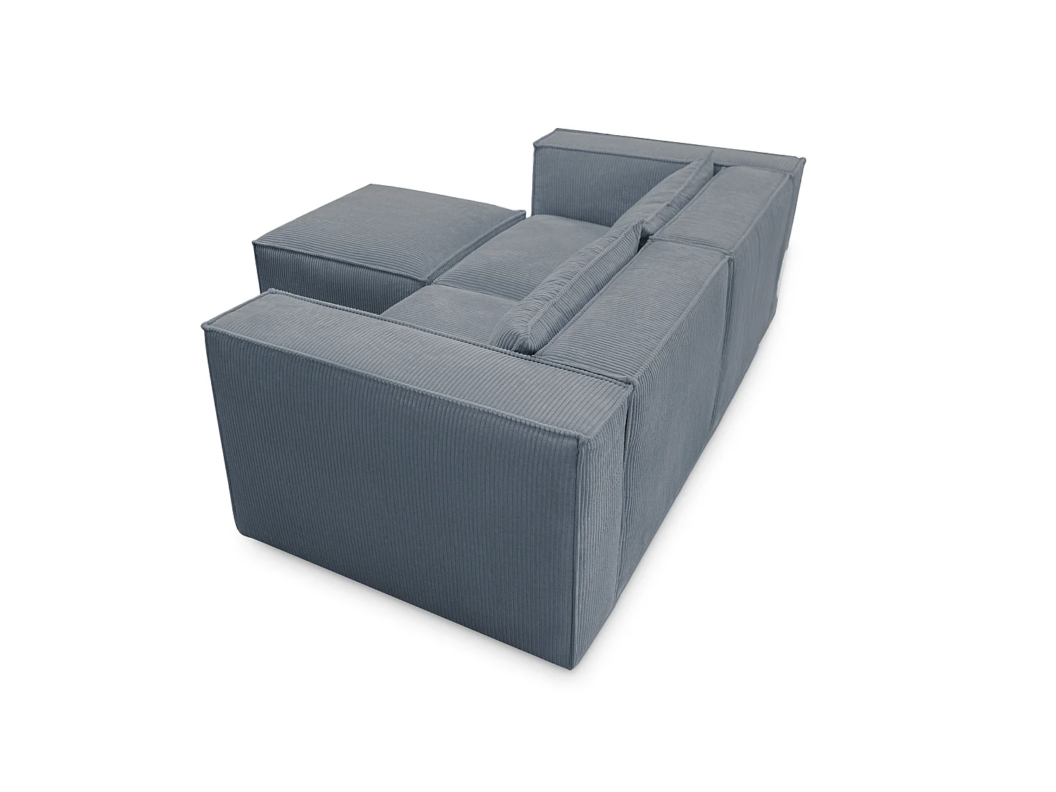 Canapé d'angle modulable en velours côtelé gris-bleu 210 cm - MODULO