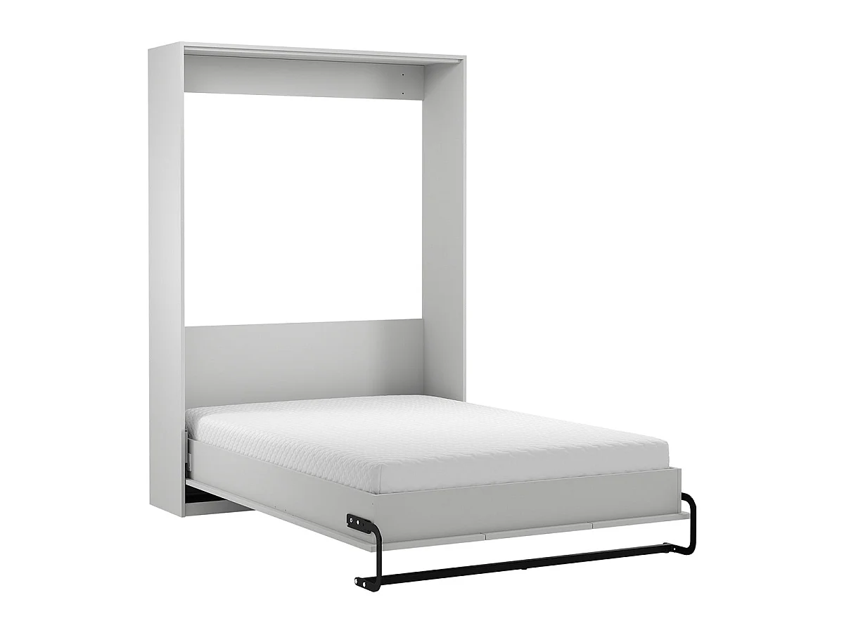 Lit escamotable 140x200 vertical sommier et tête de lit inclus Fergus Blanc