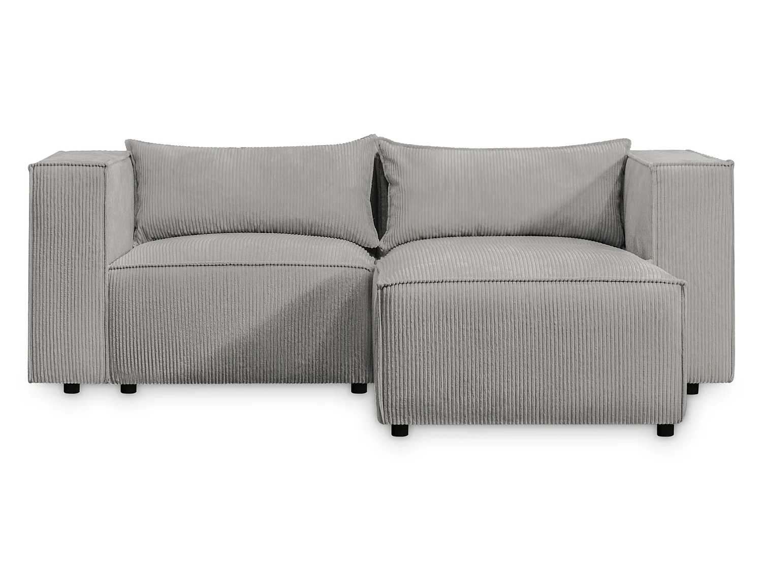 Canapé d'angle modulable en velours côtelé gris 210 cm - MODULO