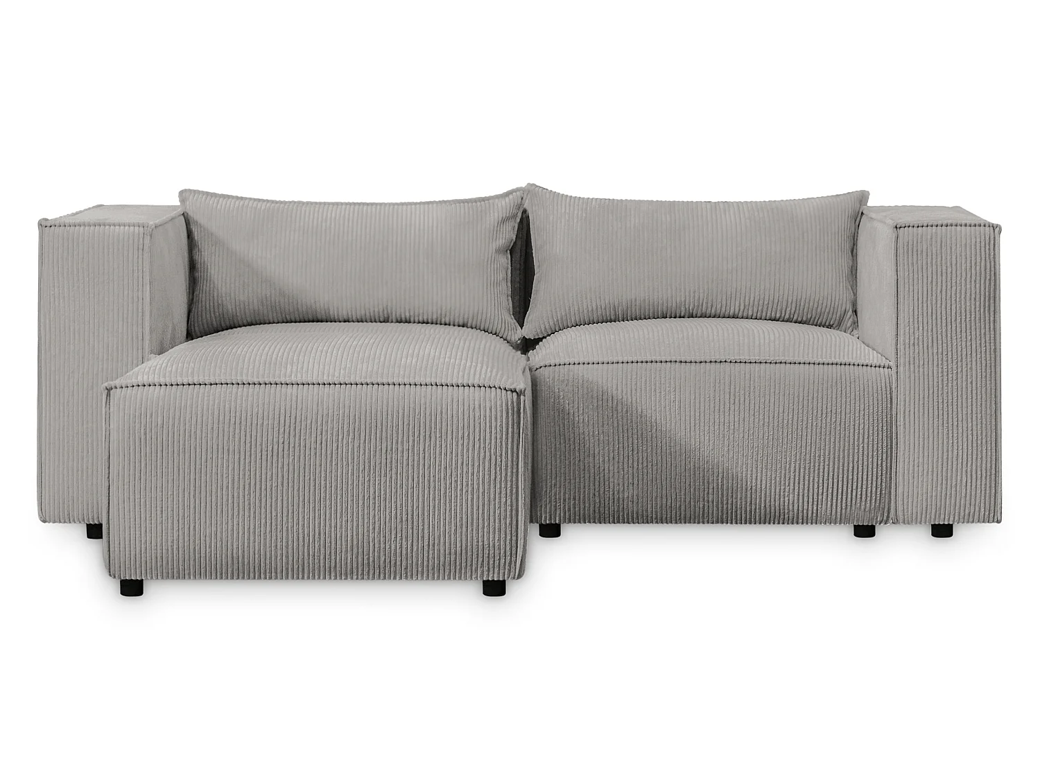 Canapé d'angle modulable en velours côtelé gris 210 cm - MODULO
