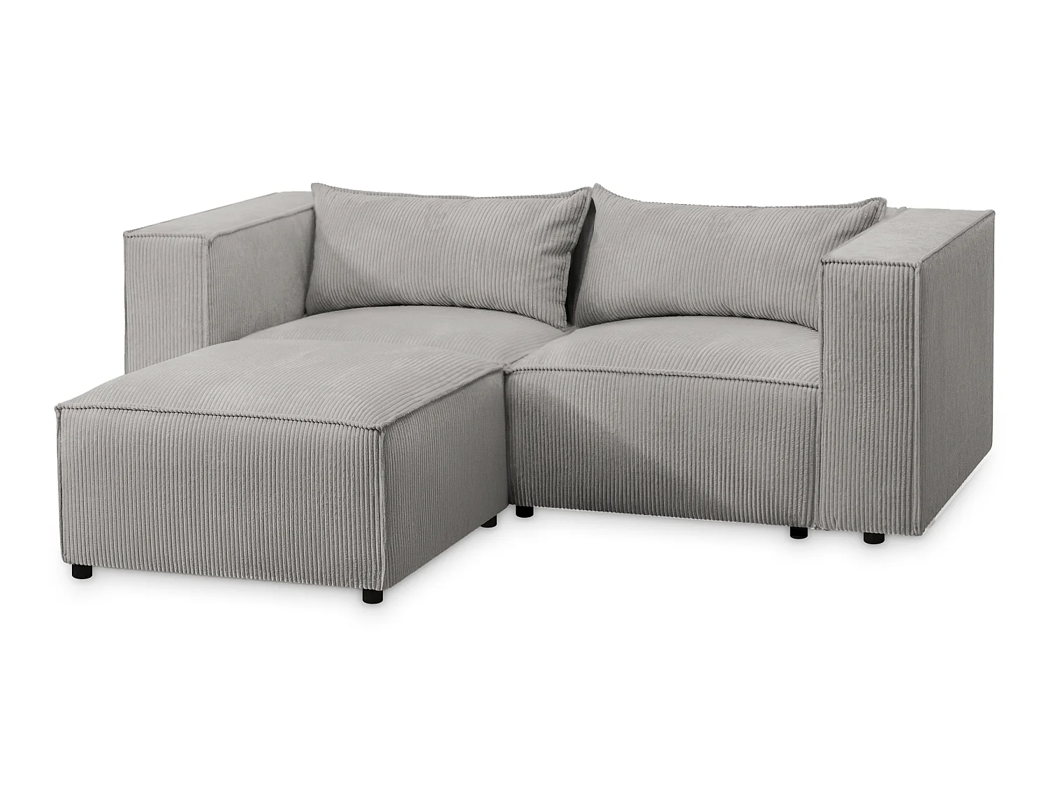 Canapé d'angle modulable en velours côtelé gris 210 cm - MODULO