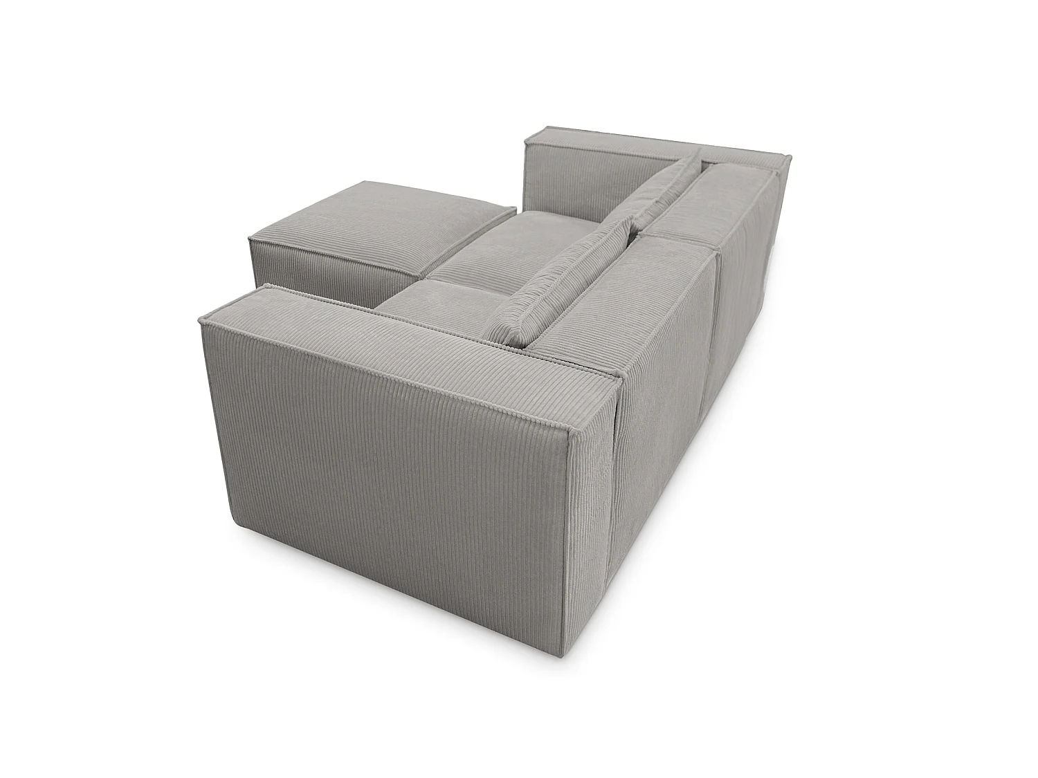 Canapé d'angle modulable en velours côtelé gris 210 cm - MODULO