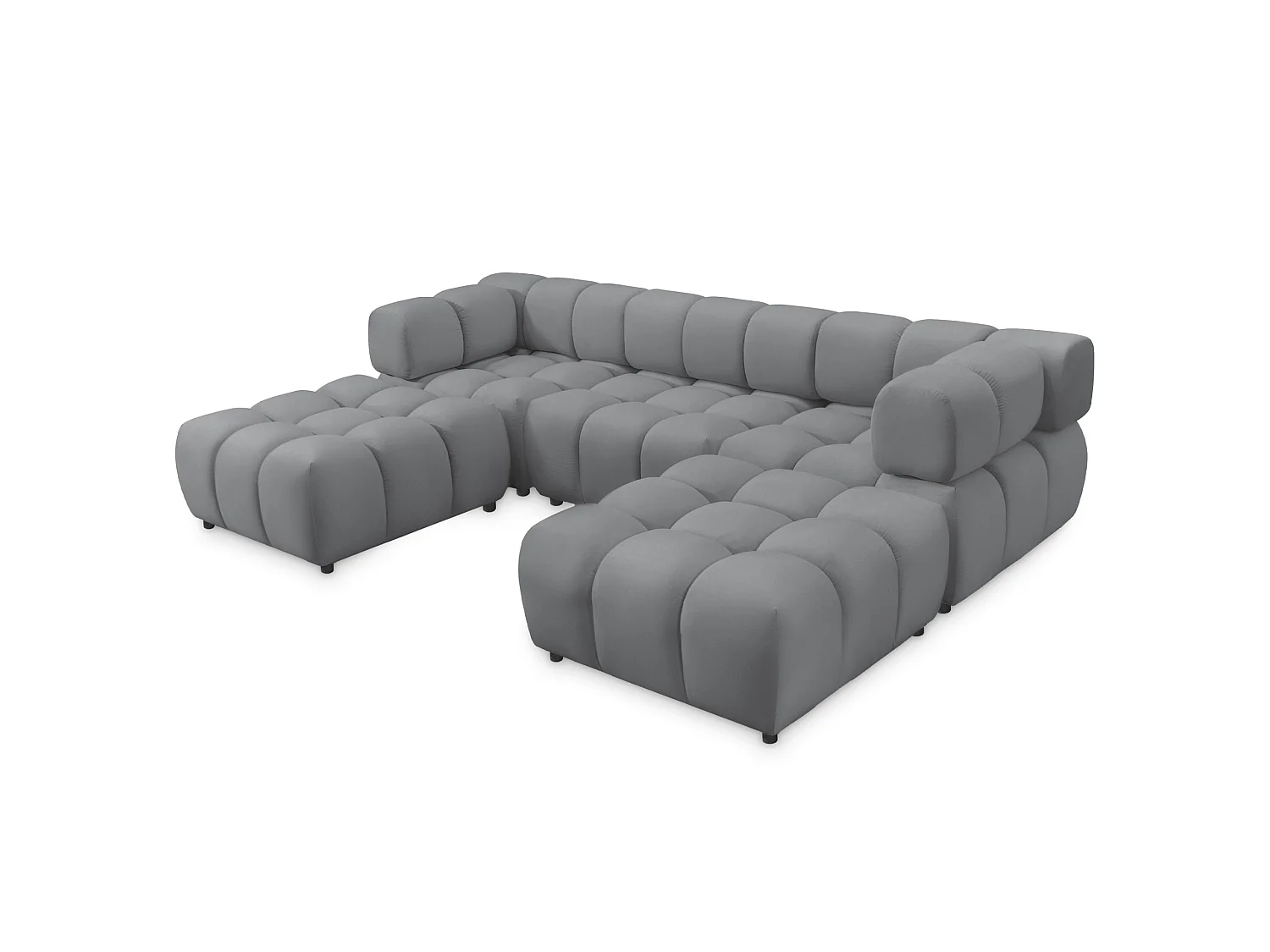 Canapé panoramique capitonné en velours gris 288 cm - TONDO