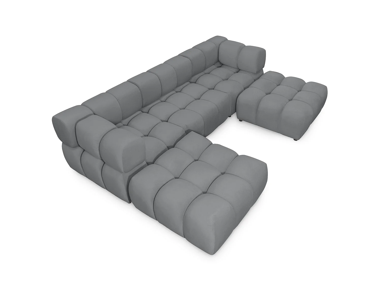 Canapé panoramique capitonné en velours gris 288 cm - TONDO