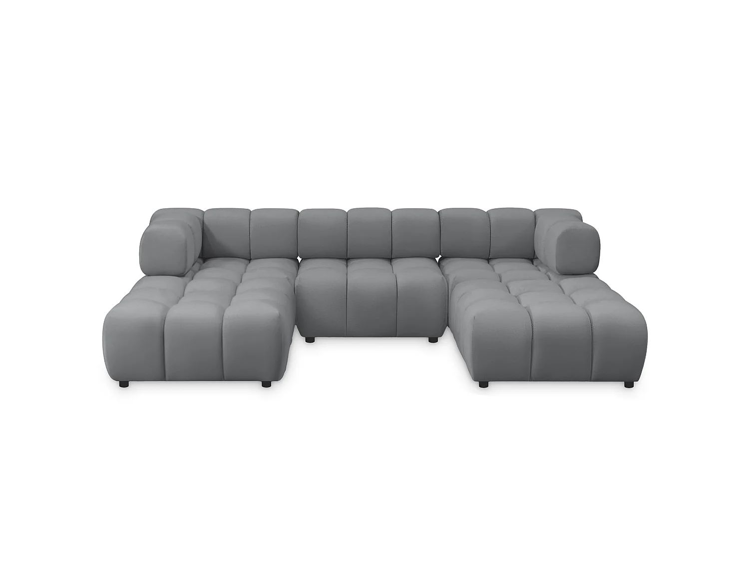Canapé panoramique capitonné en velours gris 288 cm - TONDO
