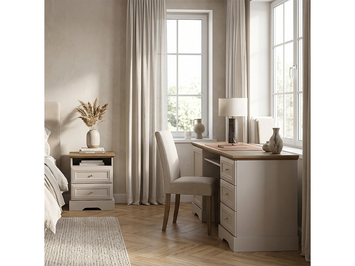 Bureau 1 porte 3 tiroirs Dulci Cachemire et Bois
