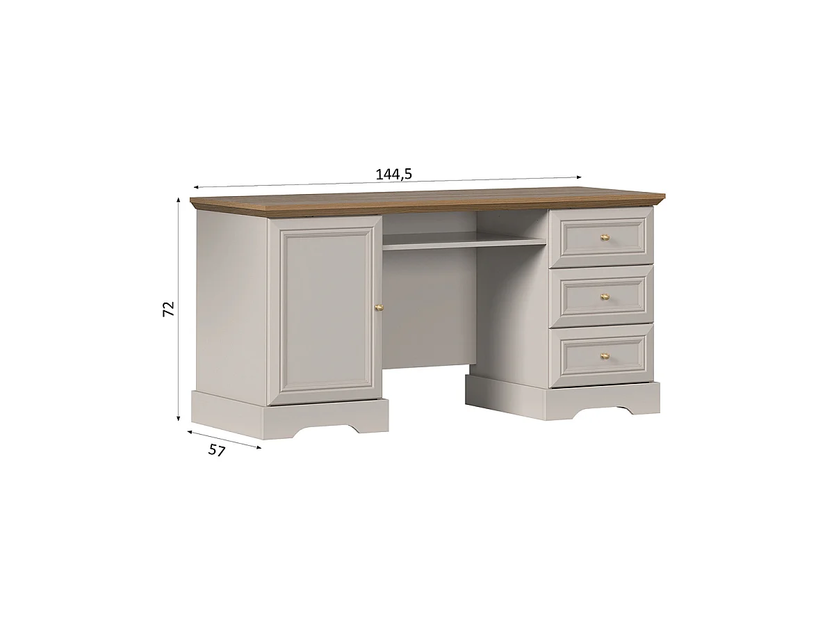 Bureau 1 porte 3 tiroirs Dulci Cachemire et Bois