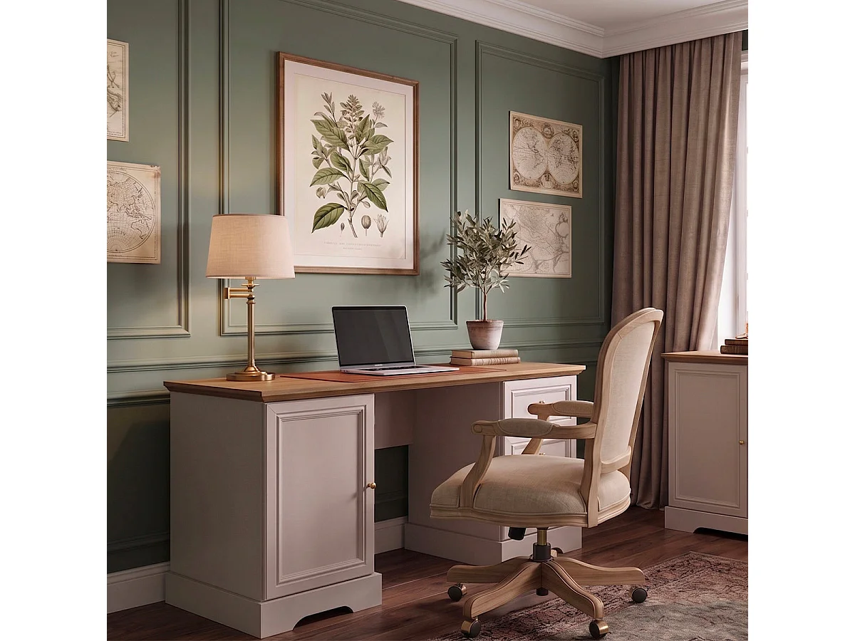 Bureau 1 porte 3 tiroirs Dulci Cachemire et Bois