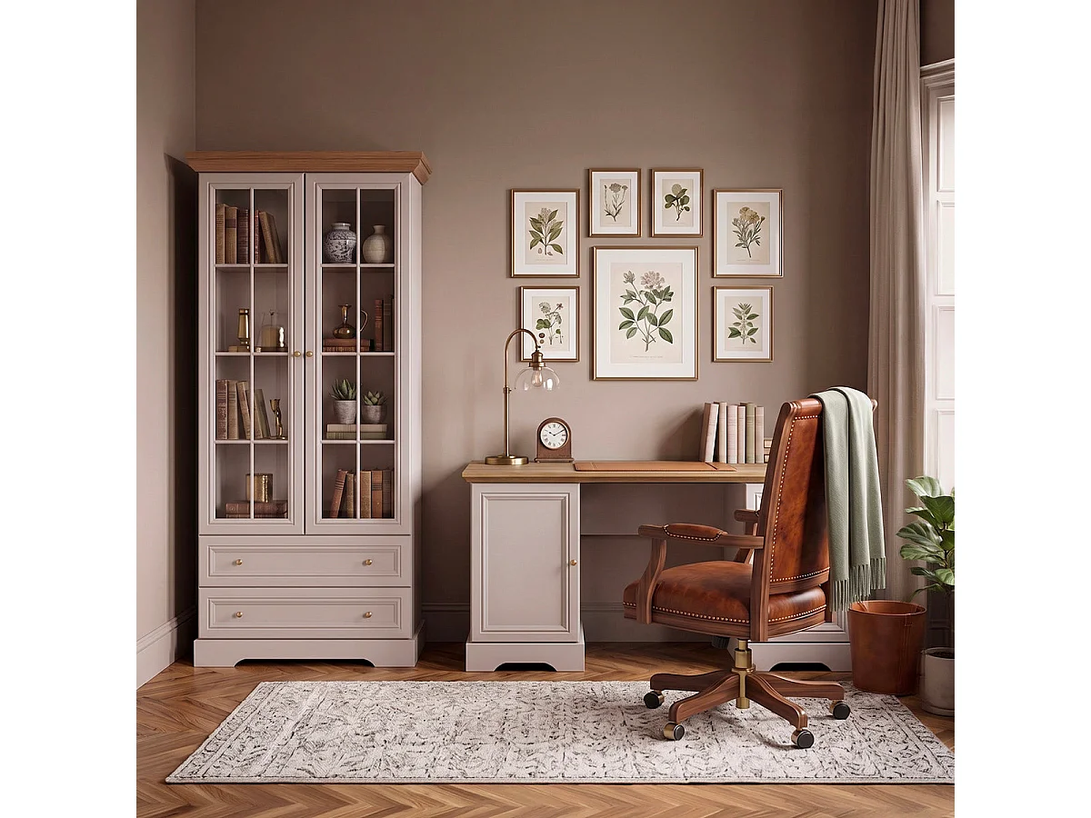 Bureau 1 porte 3 tiroirs Dulci Cachemire et Bois