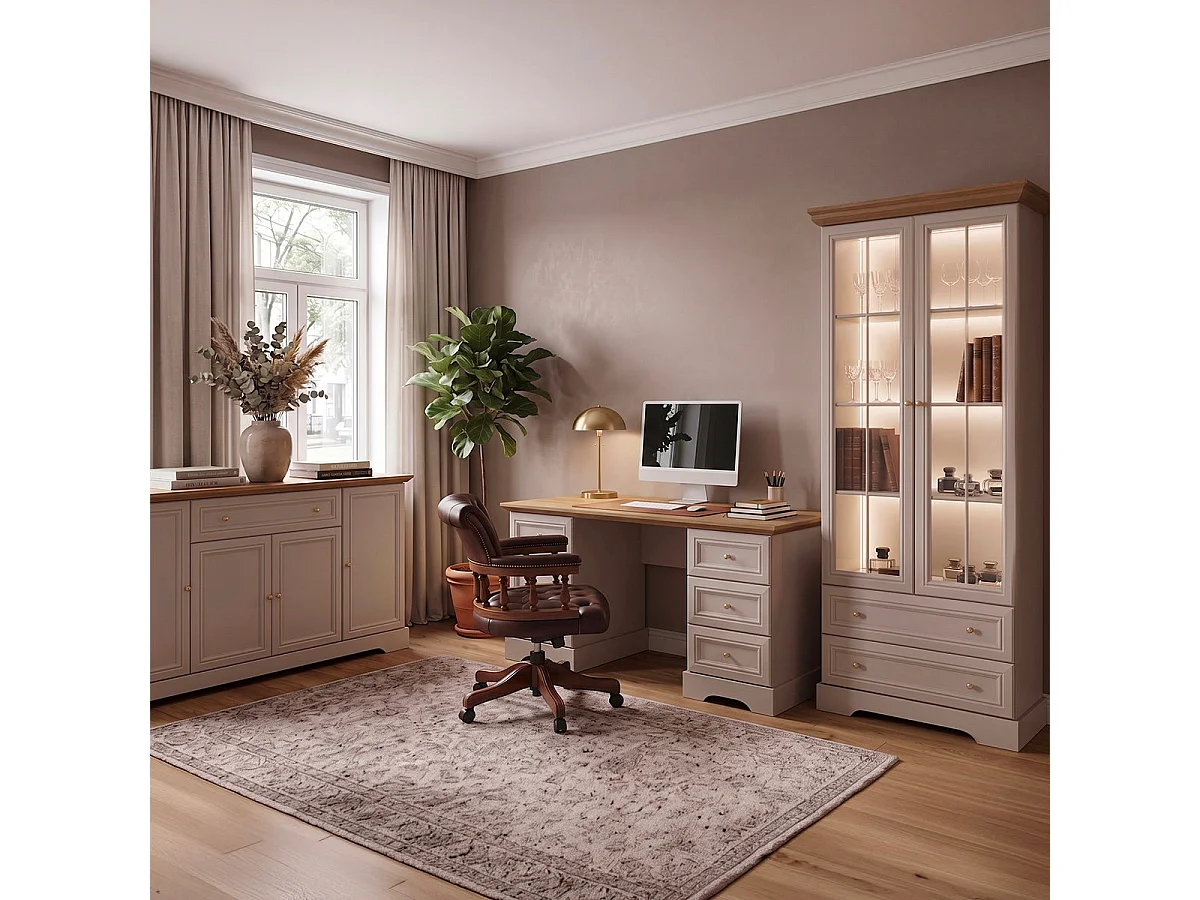 Bureau 1 porte 3 tiroirs Dulci Cachemire et Bois
