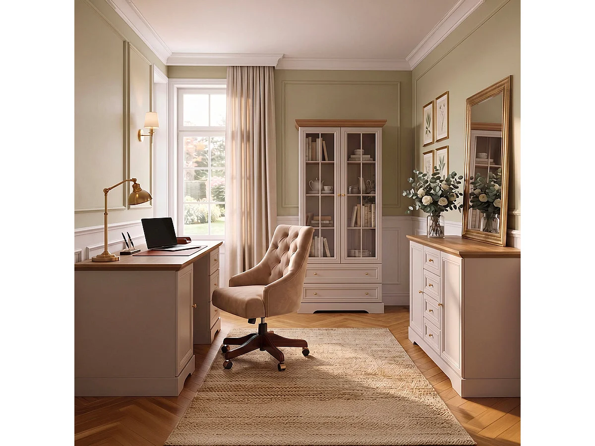 Bureau 1 porte 3 tiroirs Dulci Cachemire et Bois