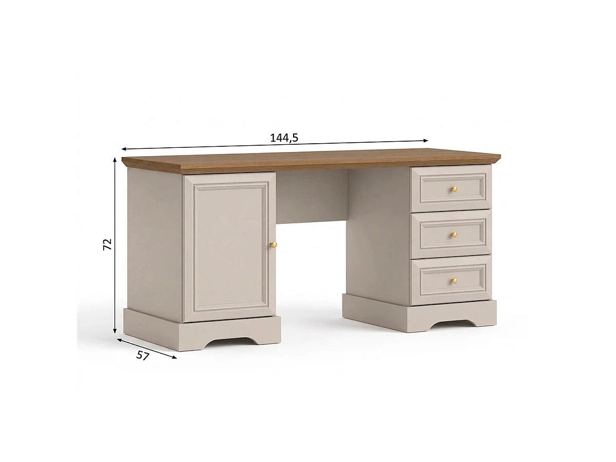 Bureau 1 porte 3 tiroirs Dulci Cachemire et Bois