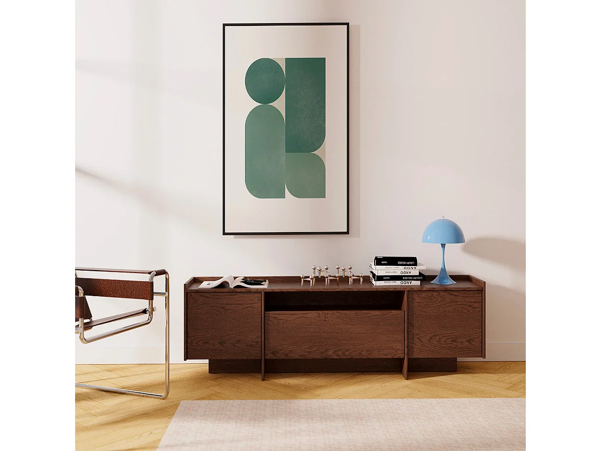Mobile TV 2 ante Japandi marrone scuro 175cm