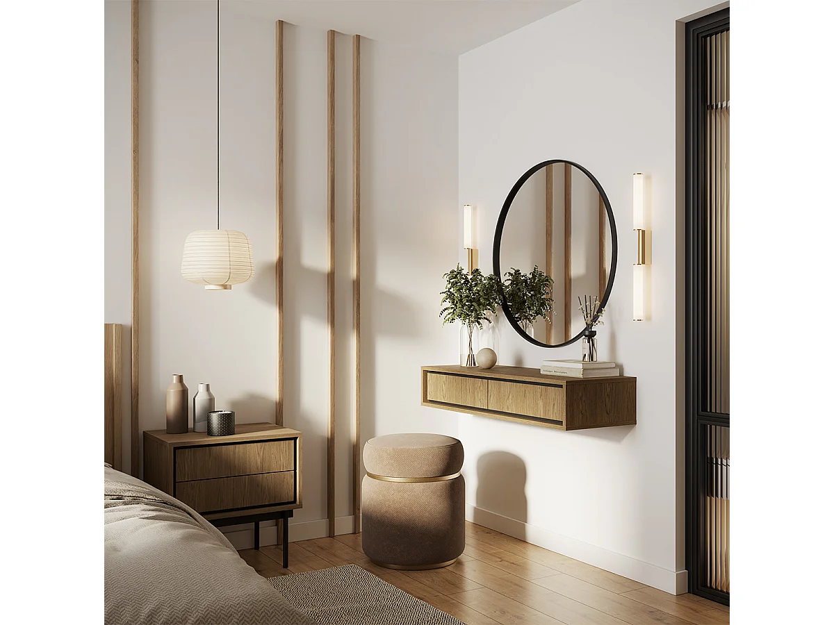 Console coiffeuse murale 2 tiroirs Vidia Bois