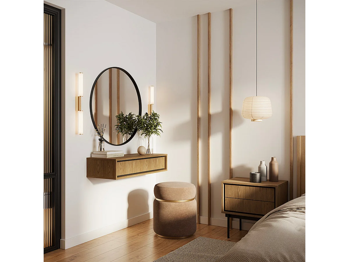 Console coiffeuse murale 1 tiroir Vidia Bois