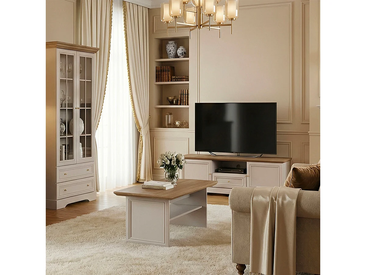 TV-bord med 2 døre og 1 skuffe 155 cm Dulci Cashmere og træ