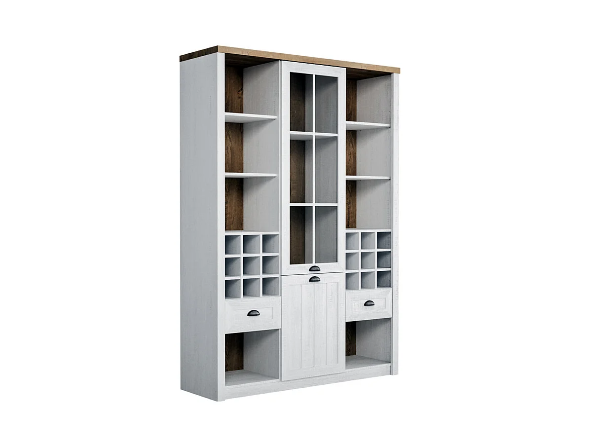 Credenza 2 ante 2 cassetti Léandre bianco e marrone 197,6cm