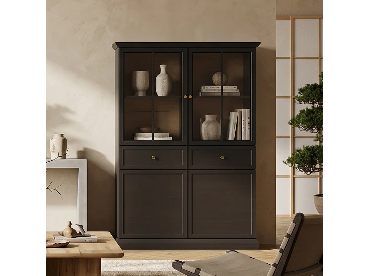 Vaisselier 4 portes 2 tiroirs Toja Bois anthracite