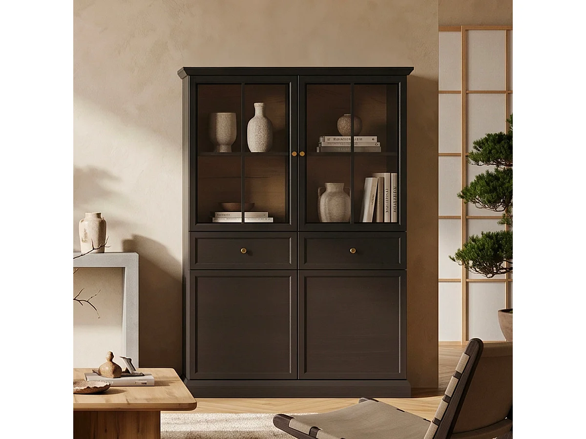 Vaisselier 4 portes 2 tiroirs Toja Bois anthracite