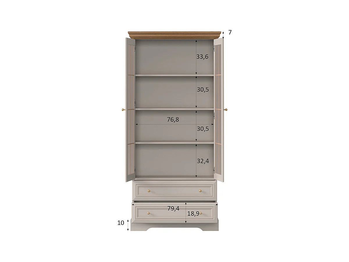 Vaisselier 2 portes 2 tiroirs Dulci Cachemire et Bois