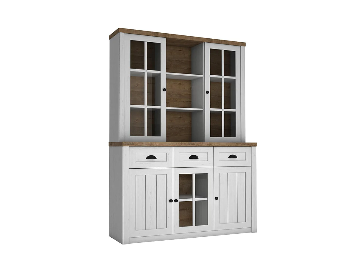 Credenza 3 cassetti Léandre bianco e marrone 198,1cm