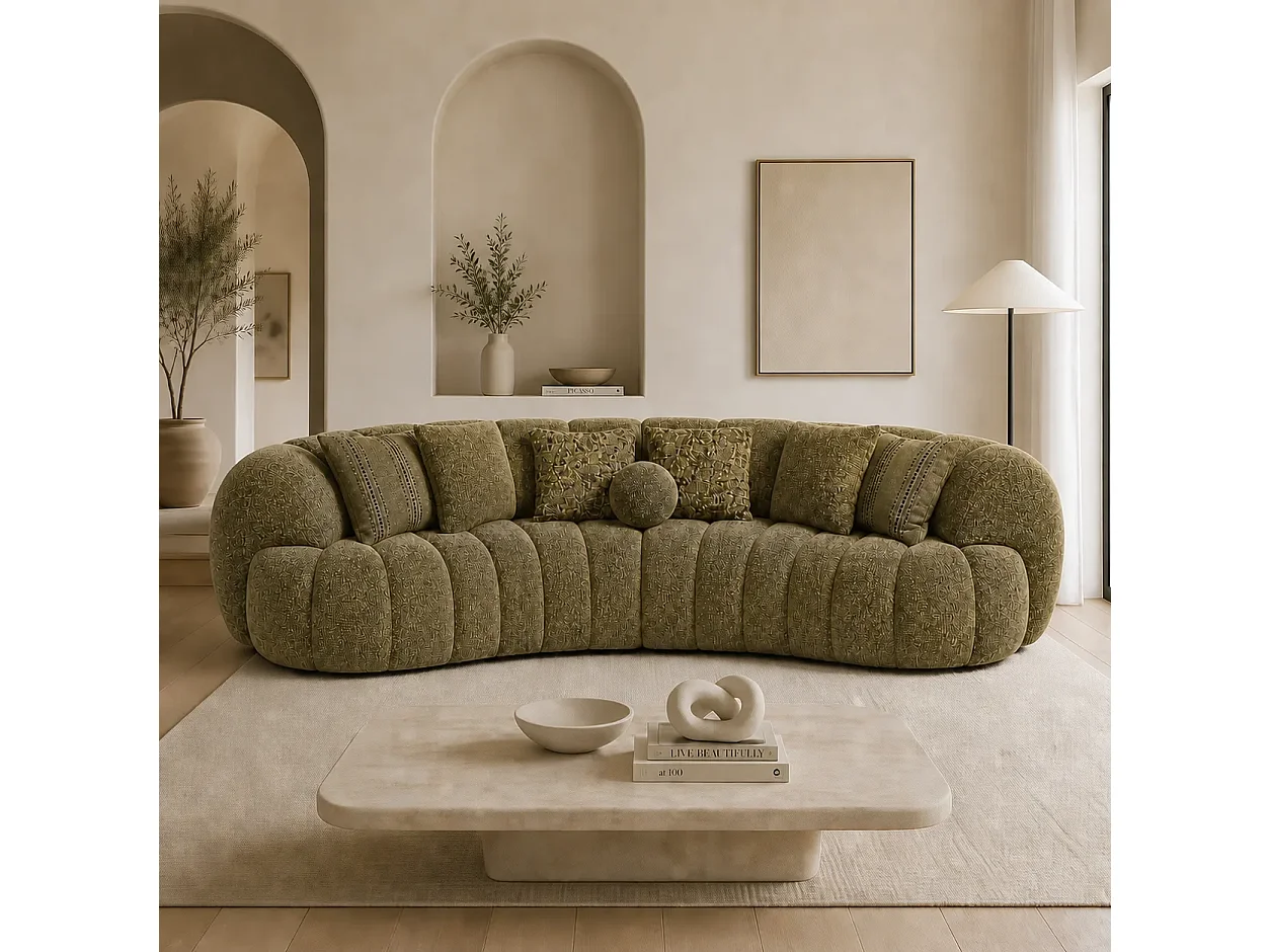 Canapé YASEMIN arc de cercle Coloris Vert Olive