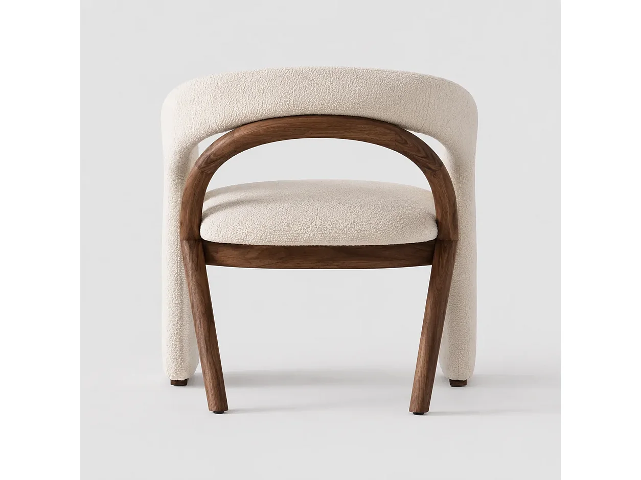 Stoel ROCKY – Ongebleekte bouclé en massief houten structuur Set van 6