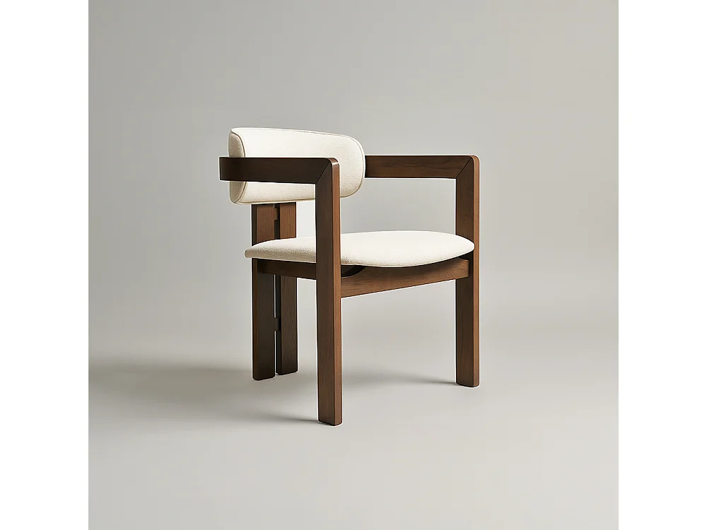 Stoel VINTAGE natuurlijk hout en stof