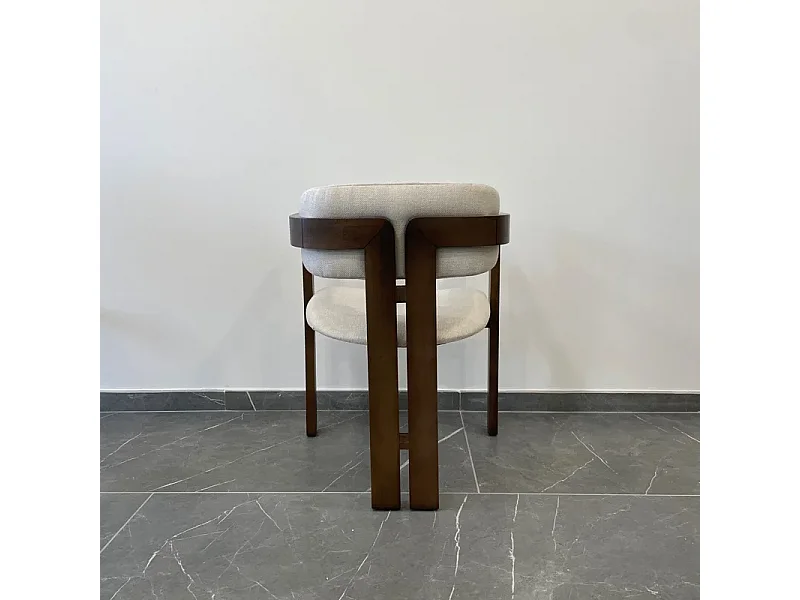 Stoel VINTAGE natuurlijk hout en stof