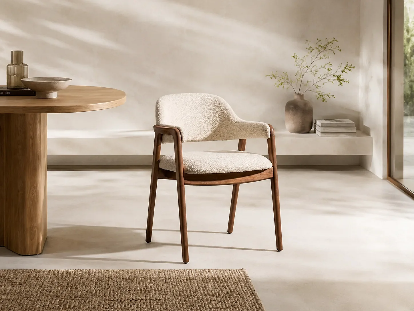 Chaise MILAN bois et tissu gris anthracite