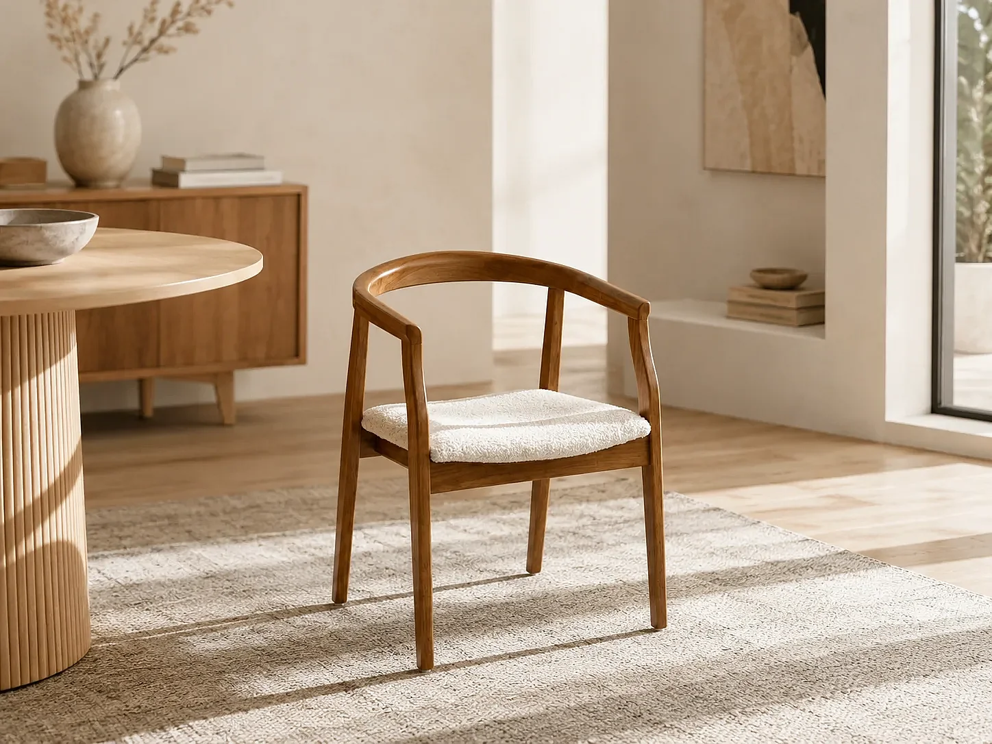 Chaise GIO bois et cuir noir