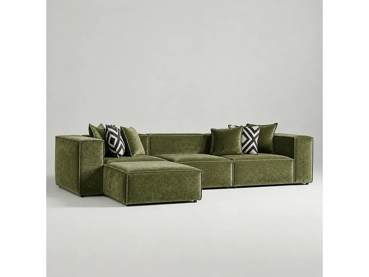 Bank 310cm GALA + POUF Kleur Vert Olive