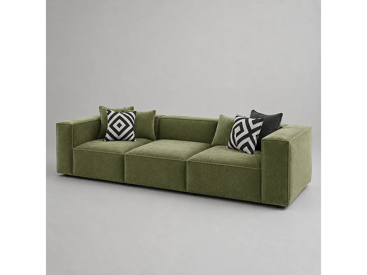 Canapé  310cm GALA droit modulable Coloris Vert Olive