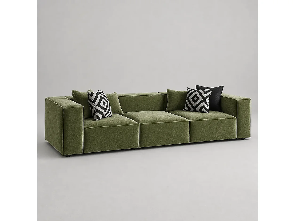 Canapé  310cm GALA droit modulable Coloris Vert Olive