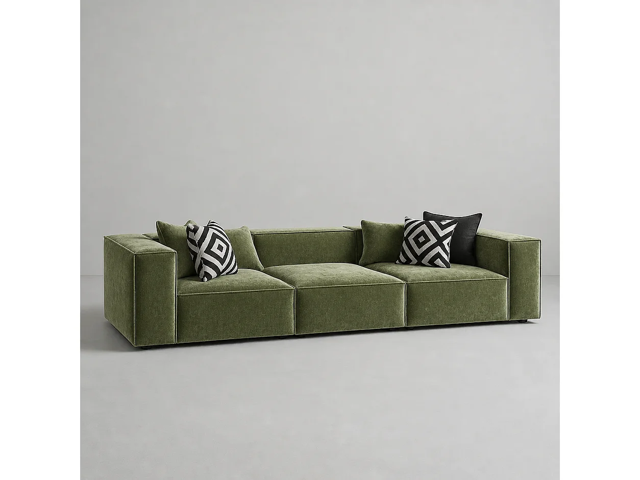 Canapé  310cm GALA droit modulable Coloris Vert Olive