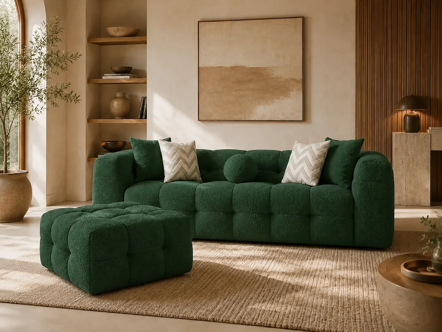 Canapé LUNA + Pouf coloris Vert